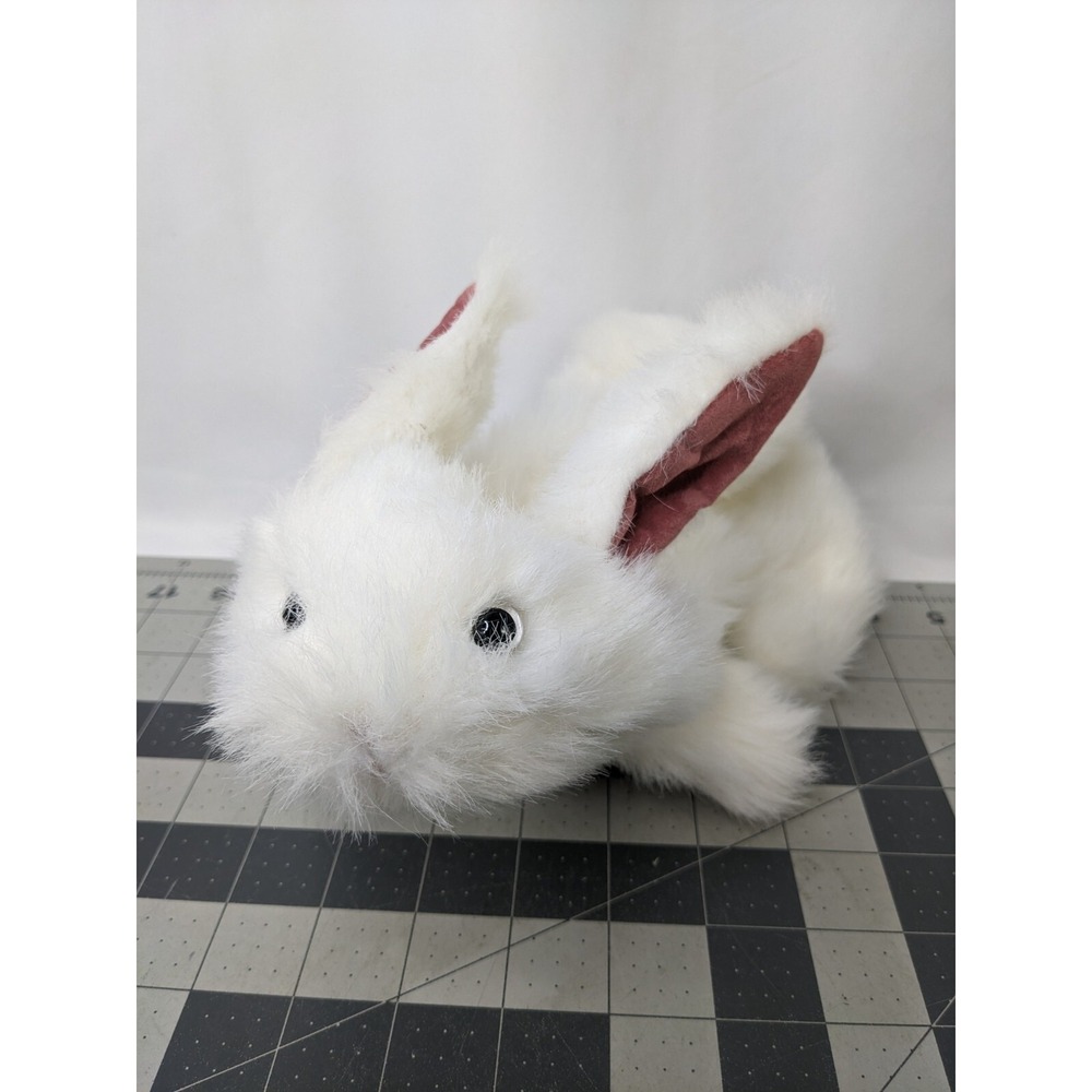 Folkmanis Furry Folk Puppet White Rabbit Plush USA About 10 Inch Long Stuffed